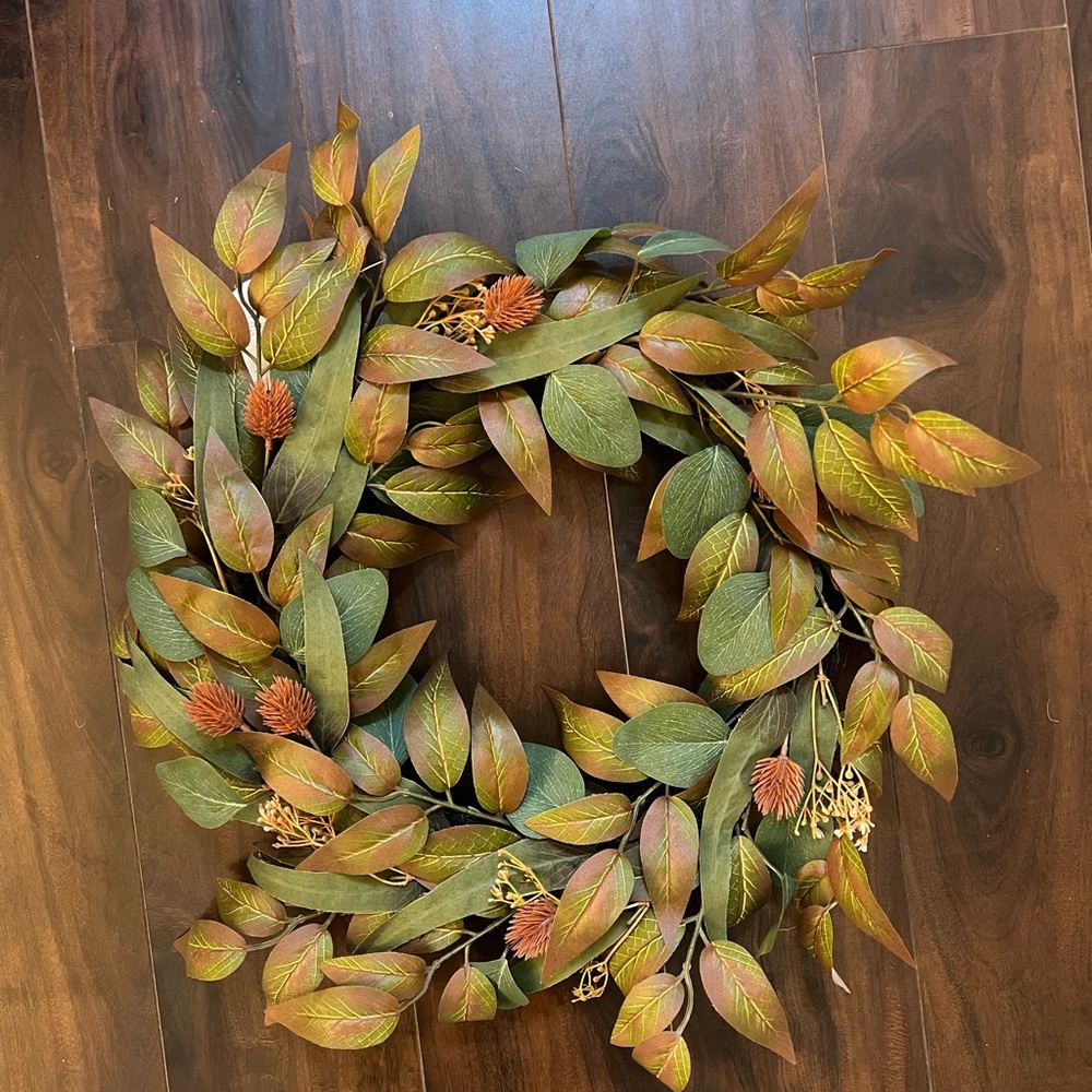 Threshold Autumn Leaf Wreath - Green and Brown